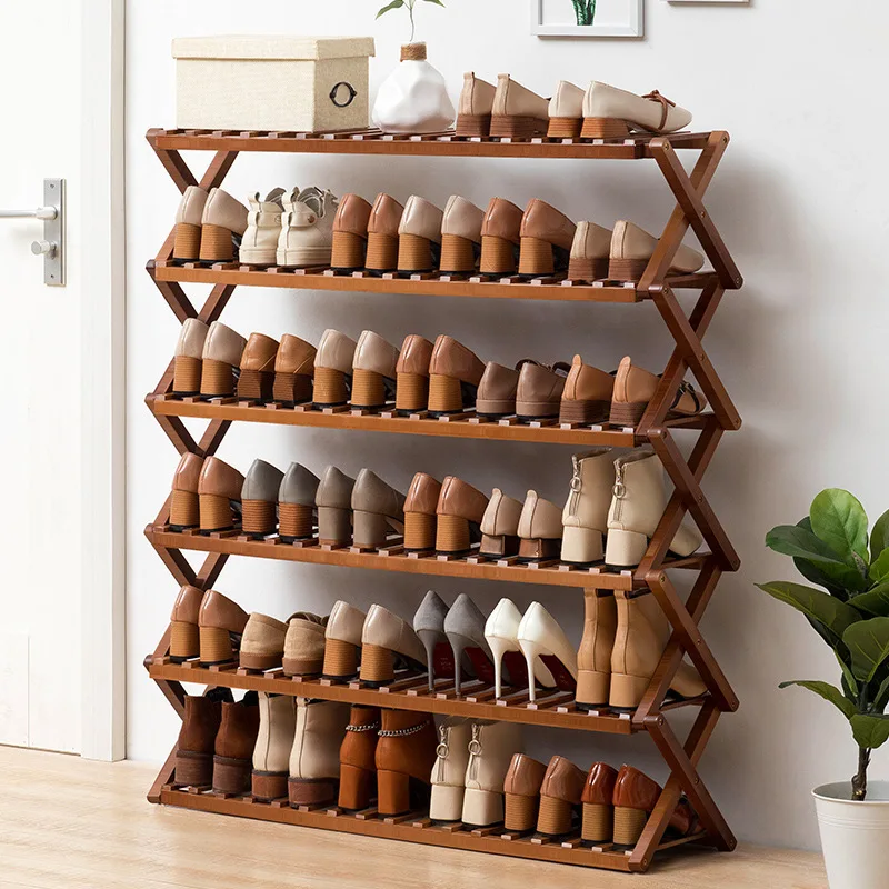 Door folding shoe rack occupies a small dormitory, simple household integrated storage shoe cabinet