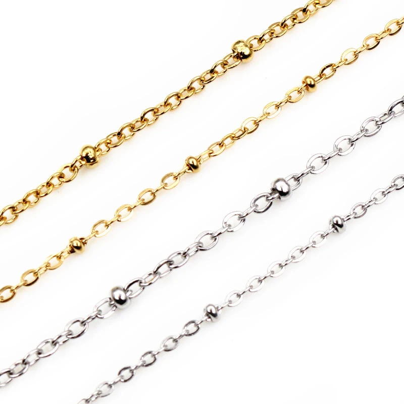 5 Meters Never Fade Stainless Steel Gold Plated Cross Ball Necklace Chains For DIY Jewelry Findings Making Handmade Supplies