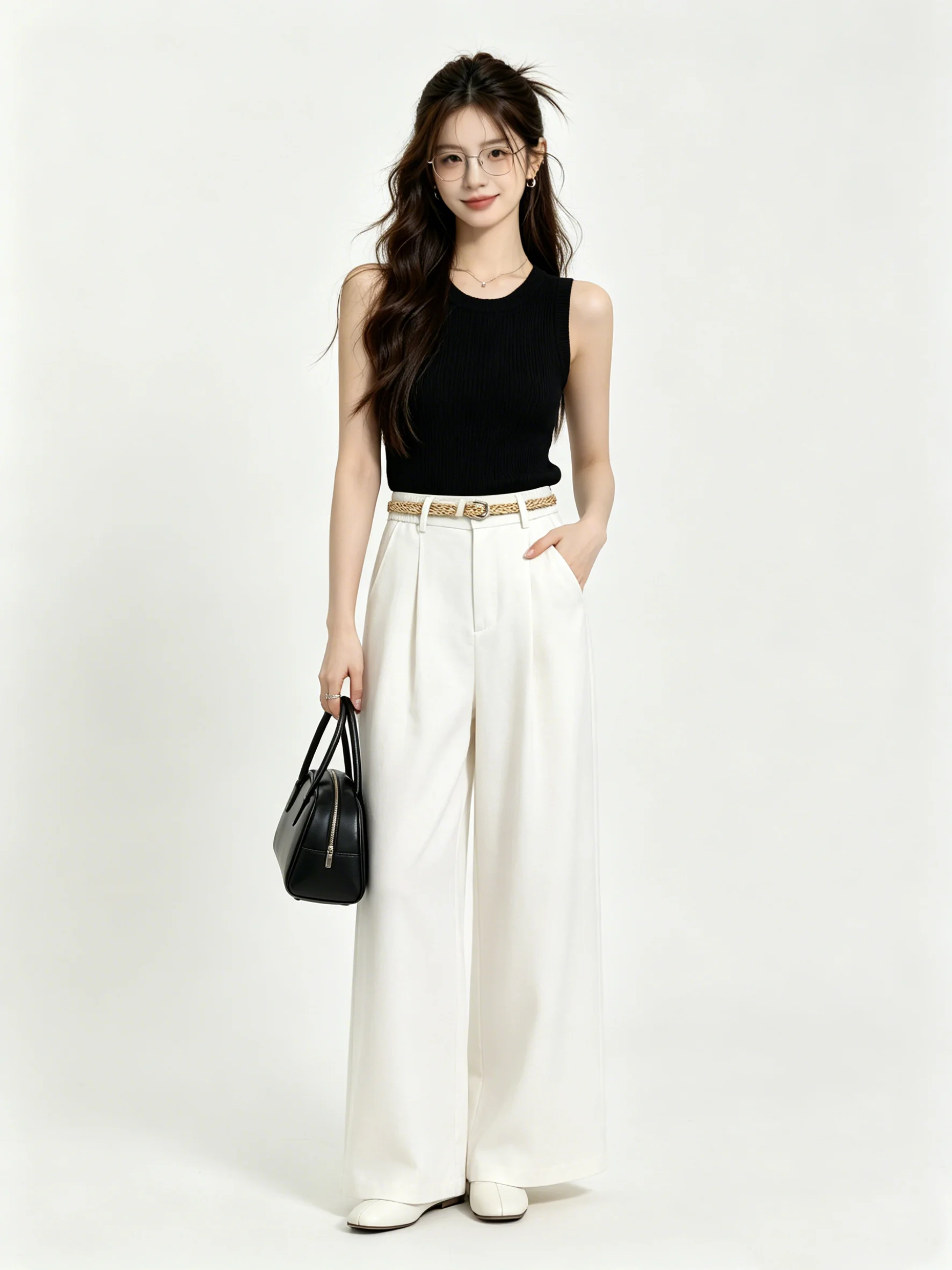 

Light Colored Comfortable Wide Leg Casual Pants Spring Summer Anti-Aging Versatile Long Pants Drapey Lazy Style Skin Friendly