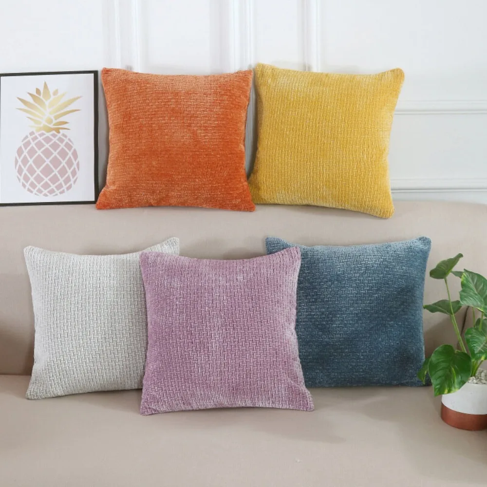 CIFBUY Chenille Jacquard Velvet Cozy Nordic Cushion Cover 18x18 Inch Throw Pillow Case for Living Room Sofa Home Decor