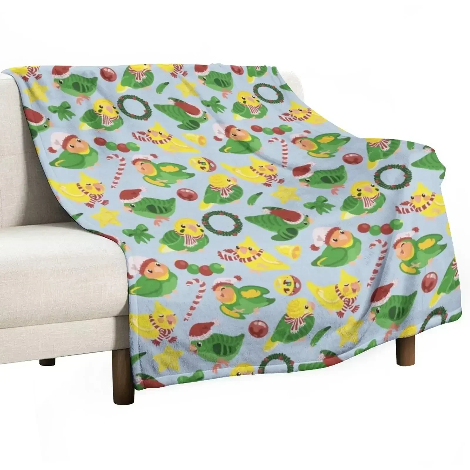 Festive Birbs Throw Blanket Lightweight Warm Blanket for Travel Camping