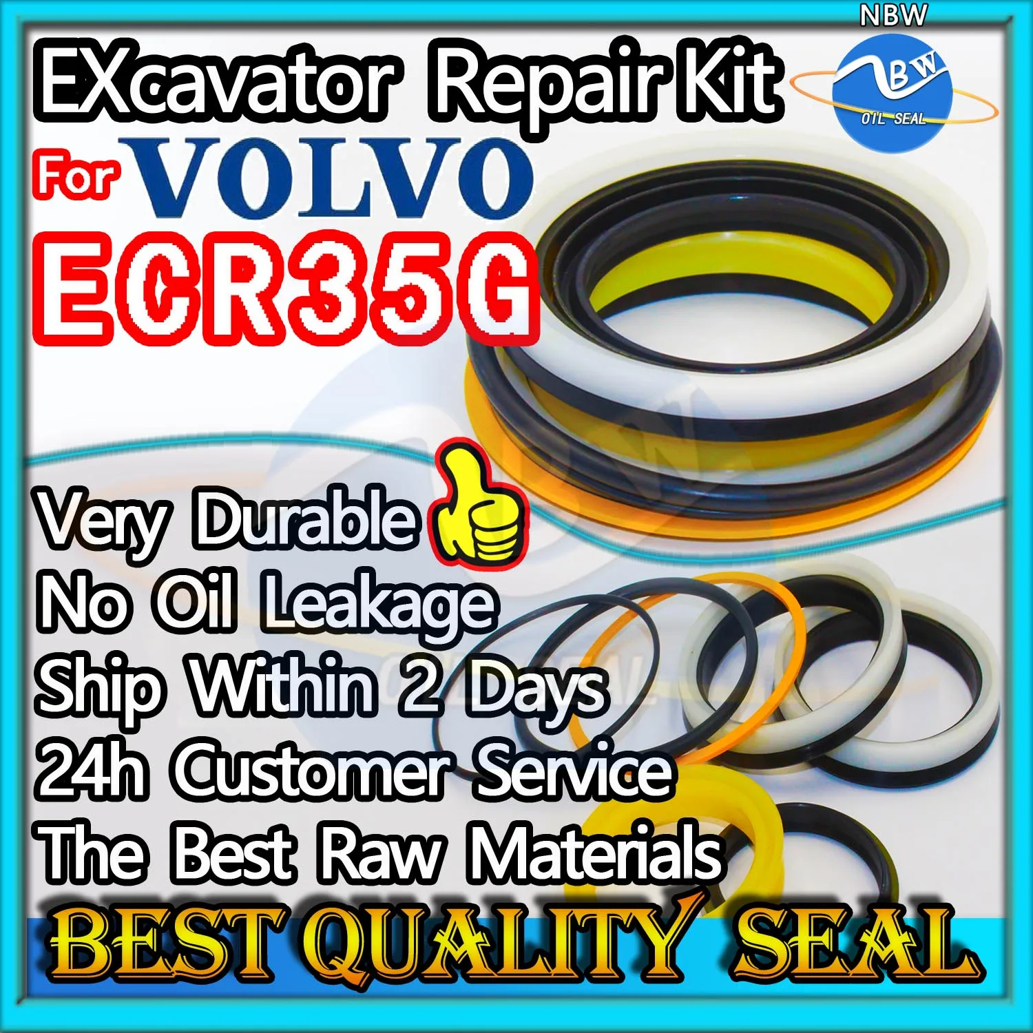 

For VOLVO ECR35G High Quality Oil Seal Kit Excavator Repair Dust Bushing Control Pilot Valve Blade TRAVEL Joystick Engine O-ring