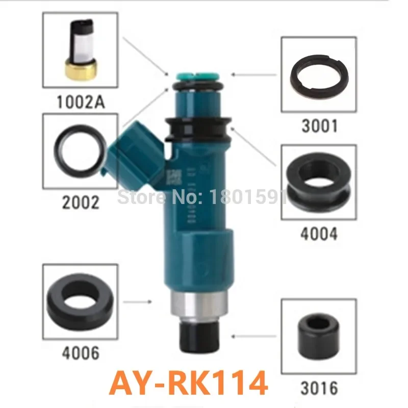 10sets wholesale  fuel injection repair kit filter fkm rubber orings seal pintle cap for toyota lexus subaru car ( AY-RK114)