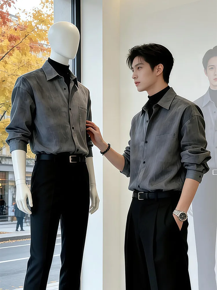 

Мужская рубашка с длинным рукавом в стиле Неаполитанский Крестный отец, американское ретро-платье с эффектом тай-дай, свободный крой, весенняя модная модель из полиэстера, не мнется