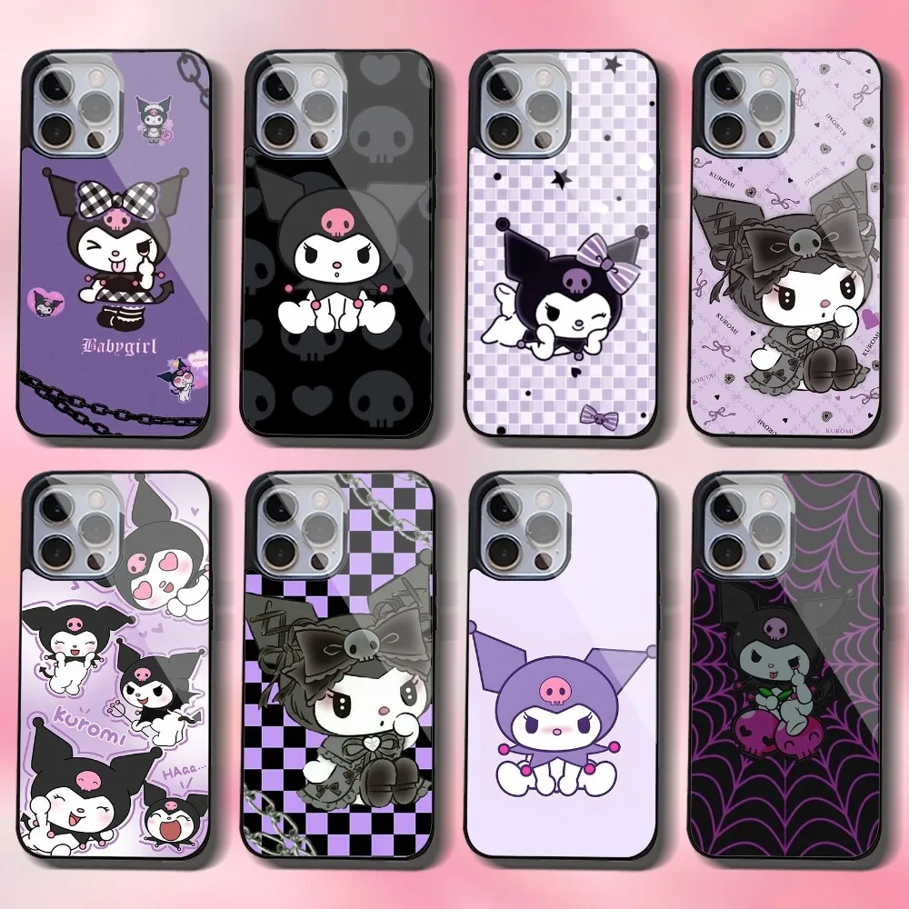 

Cute Cartoon Kuromi Sanrio Phone Case For IPhone 16 15 14 13 Pro Max 11 12 Mini Alex Mirror For Magsafe Wireless Charging Cover