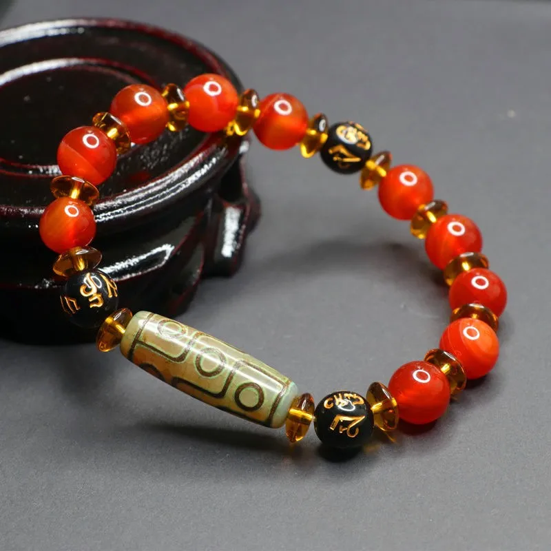 Tibetan Agate Nine-Eye Dzi Bead Bracelet Three Six Nine-Eye Bead Handstring