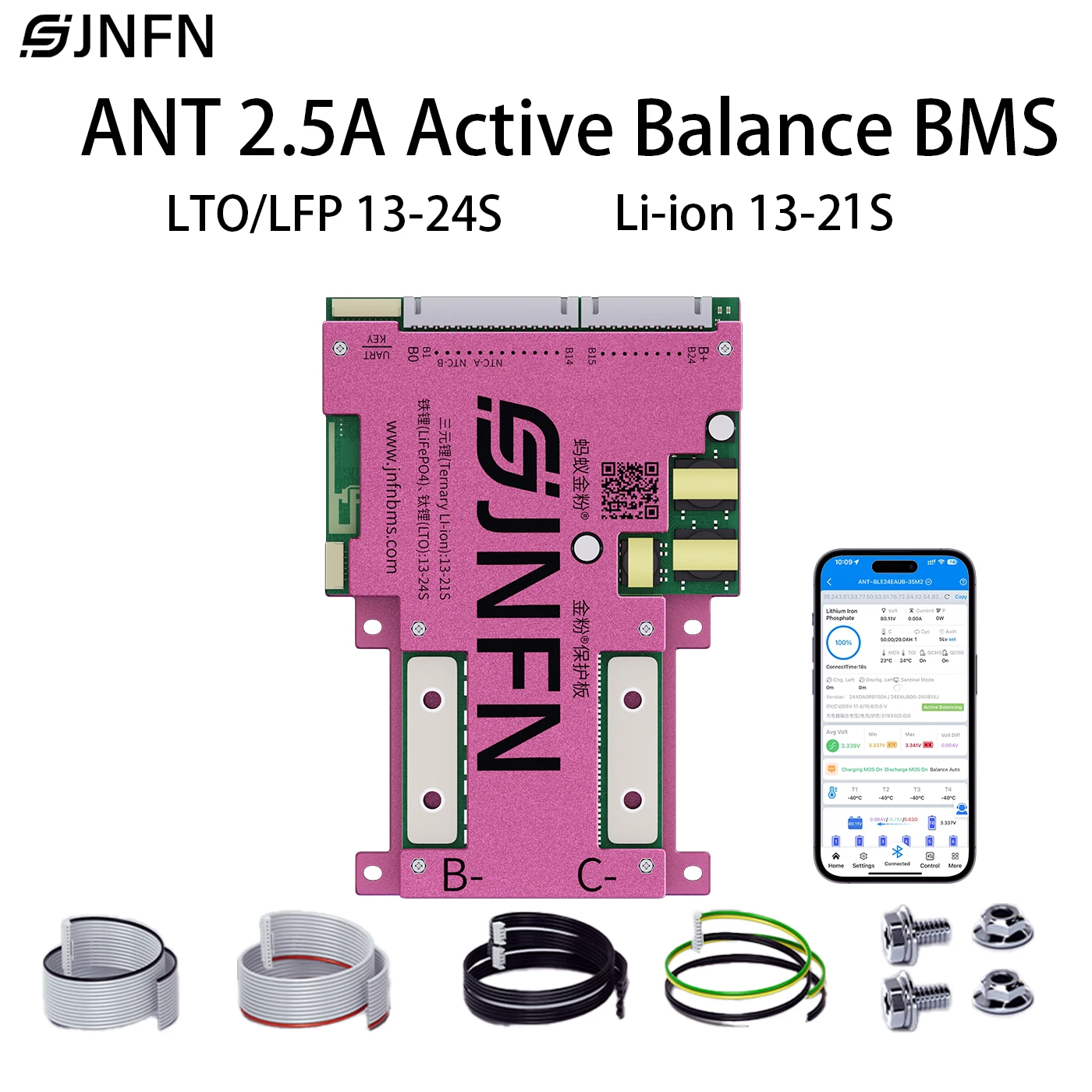 Lifepo4 Battery Pack - JNFN ANT Smart BMS 2.5A Aktiver