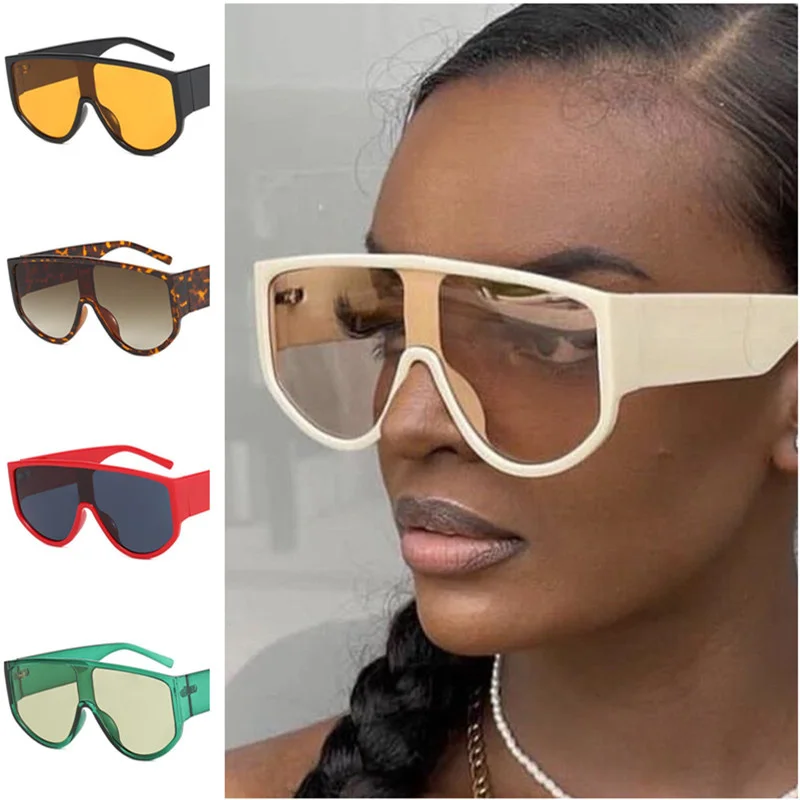 

Fashion Sun Glasses Siamese Lens Anti-UV Spectacles Oversize Frame Eyeglasses Google Retro Ornamental Simplity Sunglasses