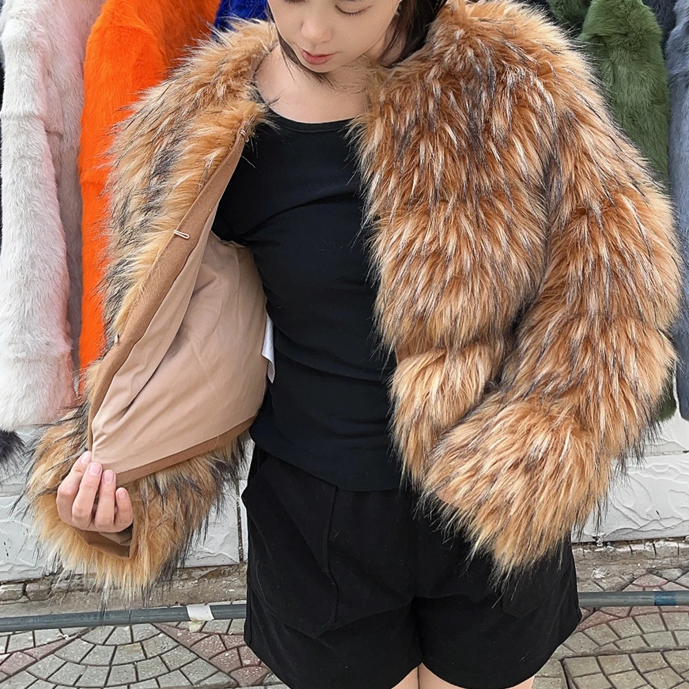 Women\'s Jacket Faux Fur Coat Winter Women Short Warm Thick Raccoon Fake Fur Coat 2022