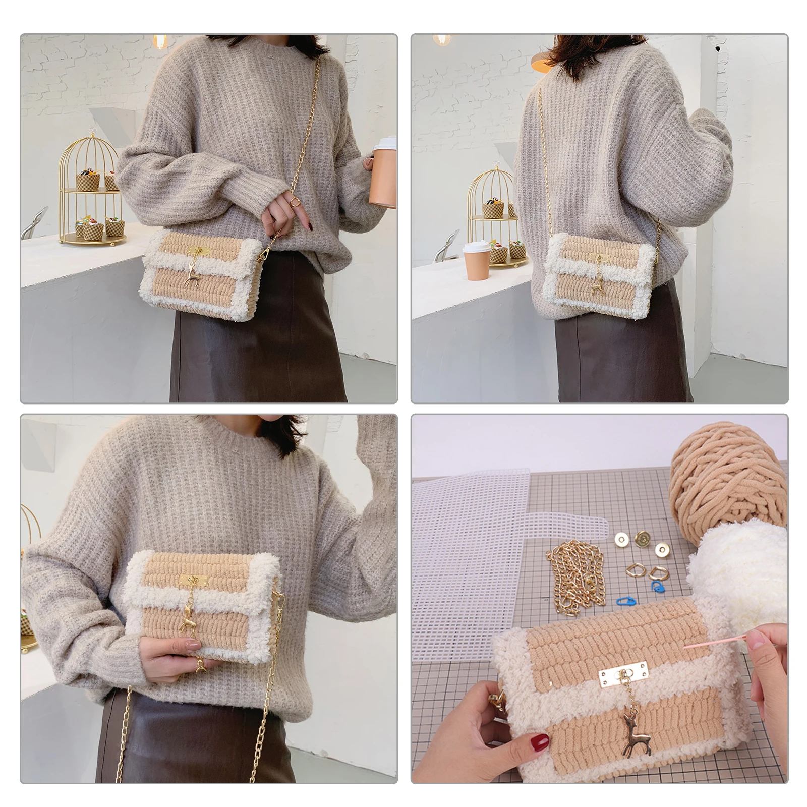 

DIY Woven Purse Material Kit Pendant Handmade Bag Supplies Cotton Embroidery Pouch Making Accessories Random Color