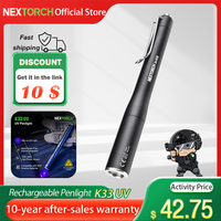 NEXTORCH K33 UV Rechargeable LED UV light flashlight, 365 nm UV portable penlight, 1300 mW high power Professional UV Torch