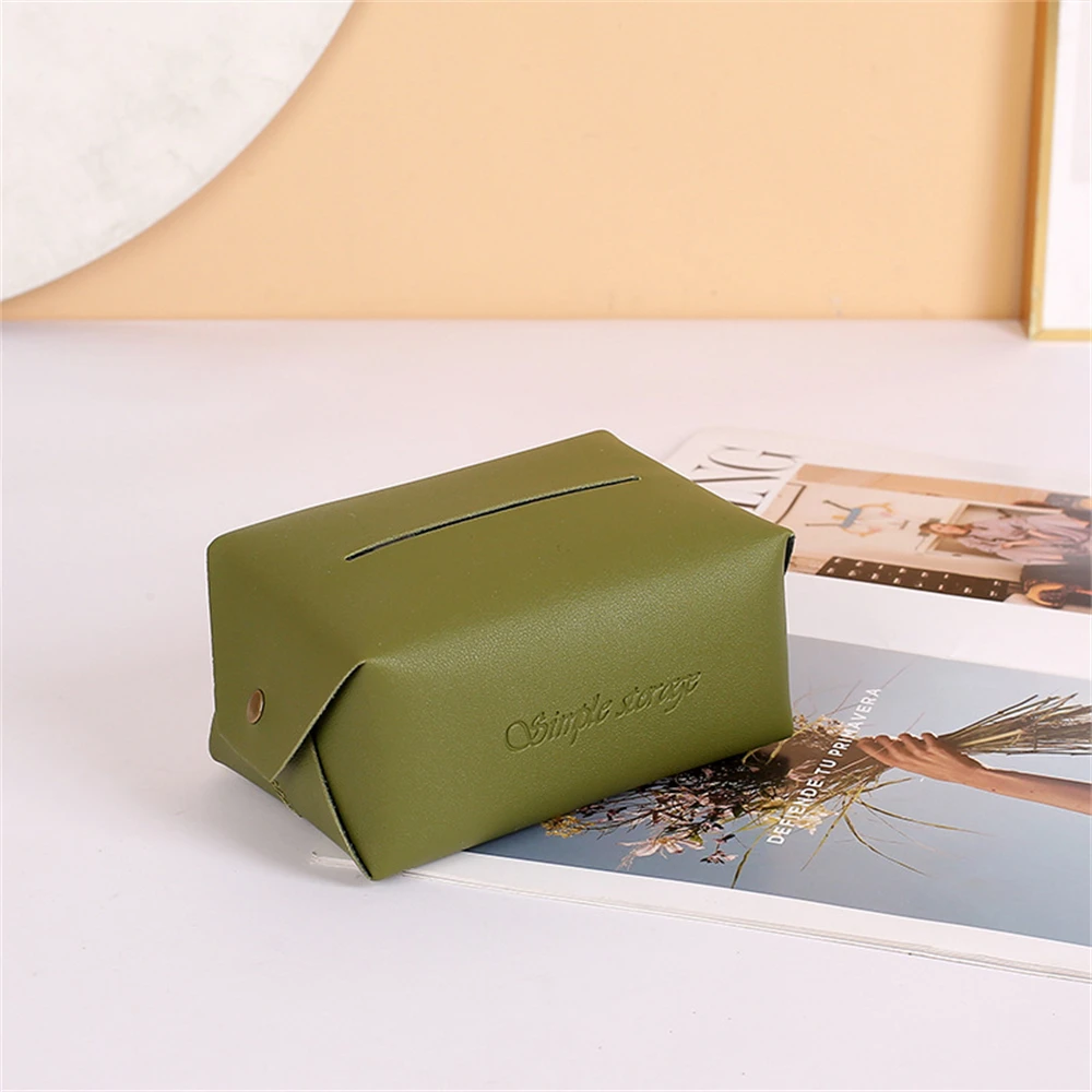 Nordic PVC Leather Tissue Box, Portable, Desktop, Toilet Paper Holder, Napkin Storage Box, WC Paper Container, Home Decoration