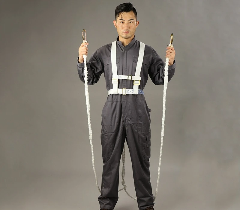 مجموعة سلامة العمل على ارتفاعات عالية: حبل أمان، حزام حماية من السقوط لكامل الجسم 5 نقاط ونصف الجسم #3