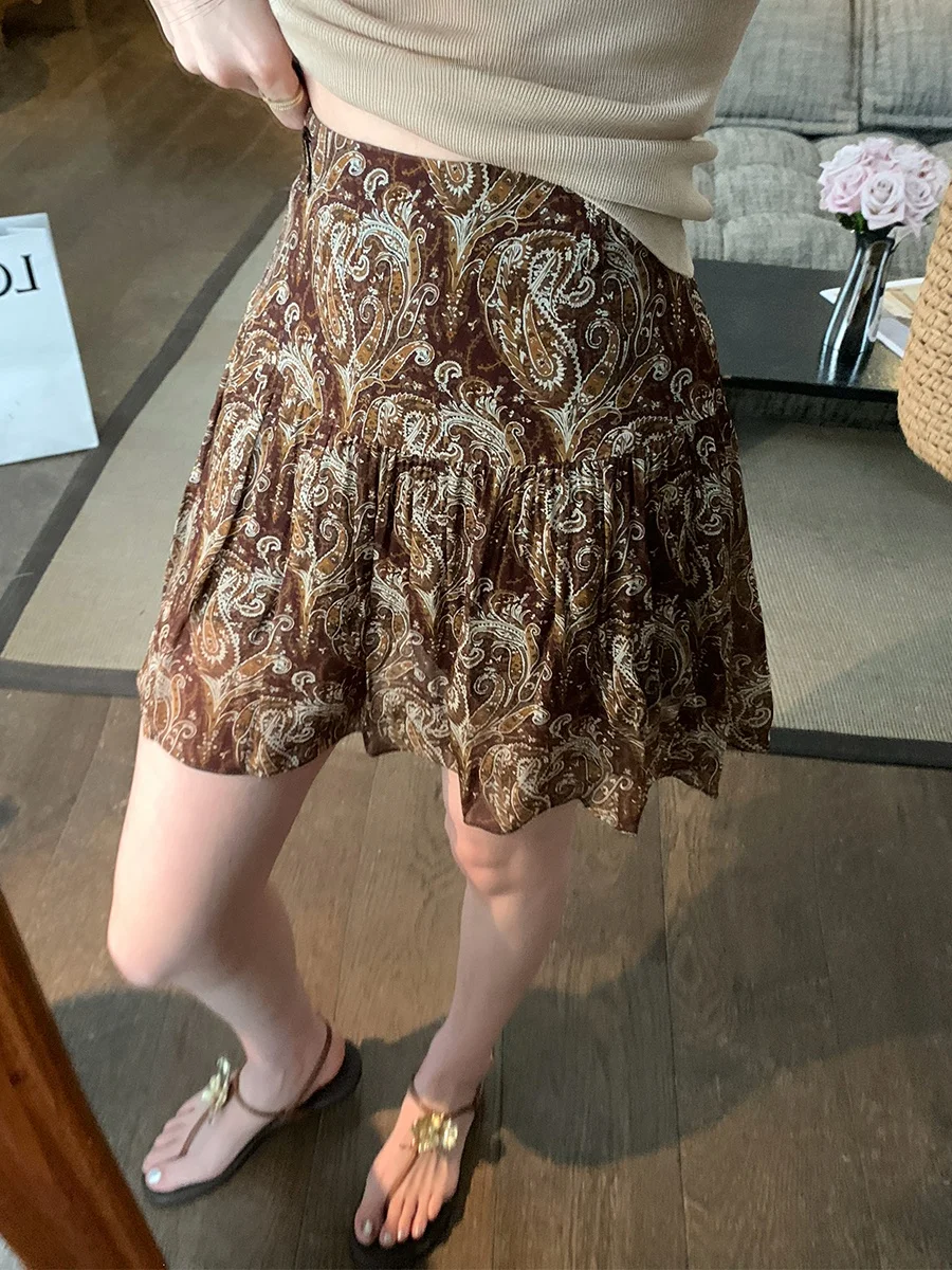 

Юбка MUKOK в стиле ретро с принтом, облегающая, с завышенной талией, А-силуэт, для женщин, весна-лето, новый стиль, стройнящая