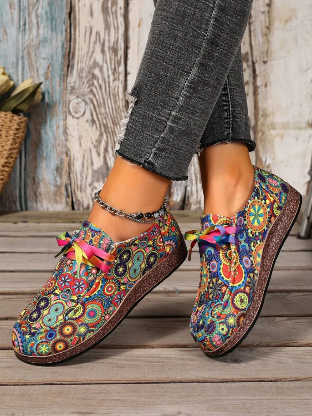 2026 Bestseller Neue Modische Damen-Sneaker mit Schnürung, Bedruckte Damen-Flats, Outdoor-Freizeitschuhe für Damen, Zapatos De Mujer – Detail 10