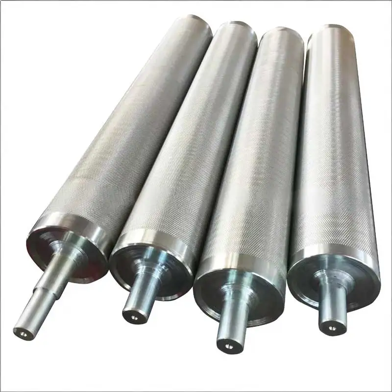 Rouleau industriel OEM en acier au carbone, acier inoxydable SUS, revêtement en caoutchouc, surface PU, pour utilisation sur les lignes de convoyage, l'impression textile, l'emballage