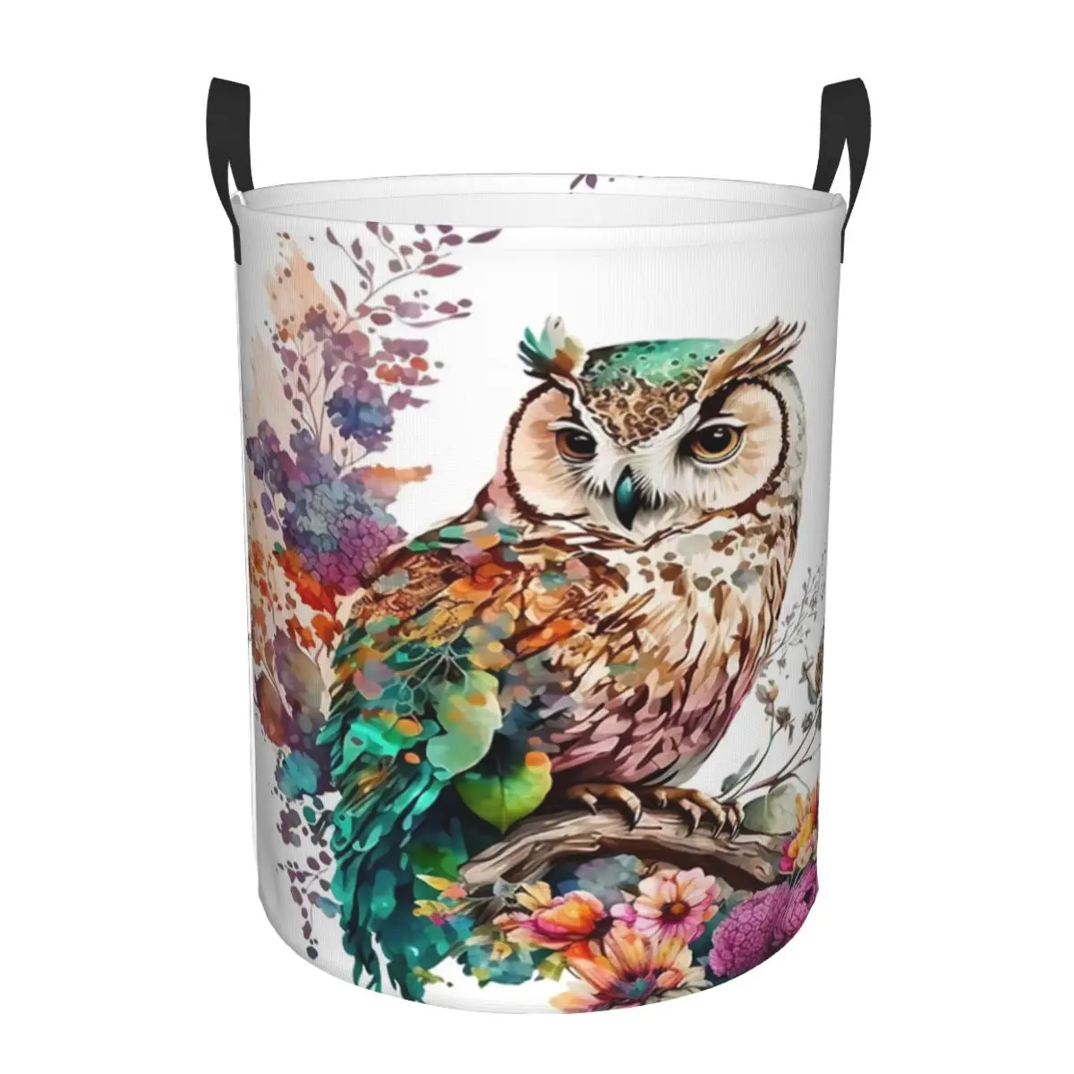 Custom Flower Owl Laundry Hamper Large Clothes Storage Basket Toy Bin Organizer for Nursery