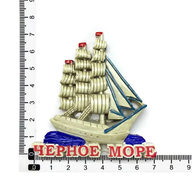 

Russian Personalized Creative Hand-painted Sailboat Fridge Magnets Travel Souvenirs High-end Exquisite Decorations