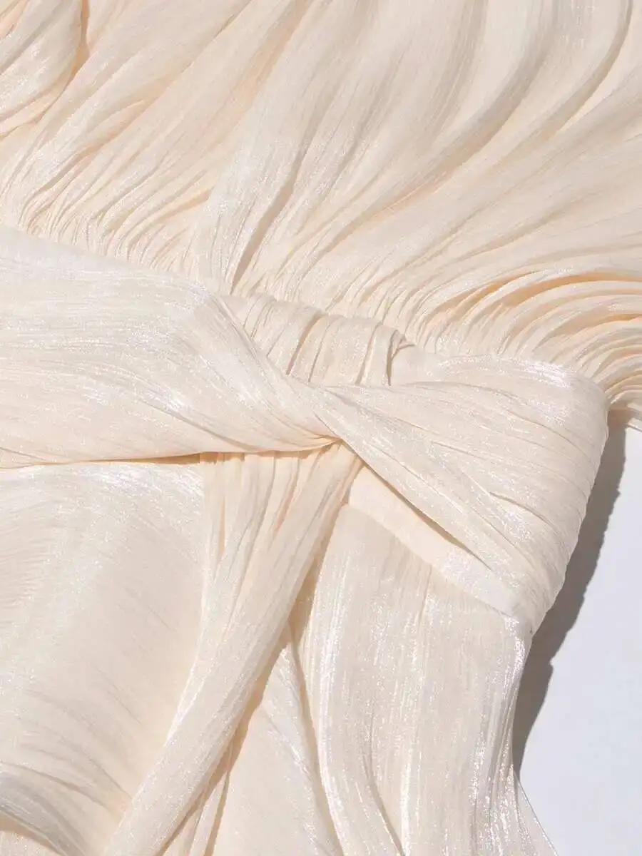 Fashion Elegant Ruched Mini Dress For Women Round Neck Lantern Long Sleeve High Waist Temperament Dresses Female Fashion P4CE