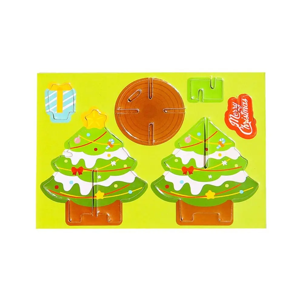 Santa Claus Christmas 3D Puzzle Christmas Tree Snowman Kids Xmas Arts Puzzle Handmade Advent Wreath Cartoon Kriss Kringle Jigsaw