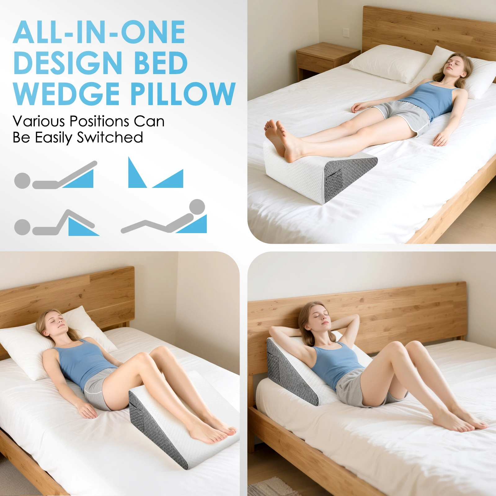KingPavonini Bed Wedge Pillow for Sleeping, 7.5 9 11 12 Inch Adjustable Memory Foam Triangle Wedge Pillow Post Surgery for Back, Legs and Knee Support, Acid Reflux, Gerd, Heartburn and Snoring KingPavonini Bed Wedge Pillow for Sleeping, 7.5 9 11 12 Inch Adjustable Memory Foam Triangle Wedge Pillow Post Surgery for Back, Legs and Knee Support, Acid Reflux, Gerd, Heartburn and Snoring