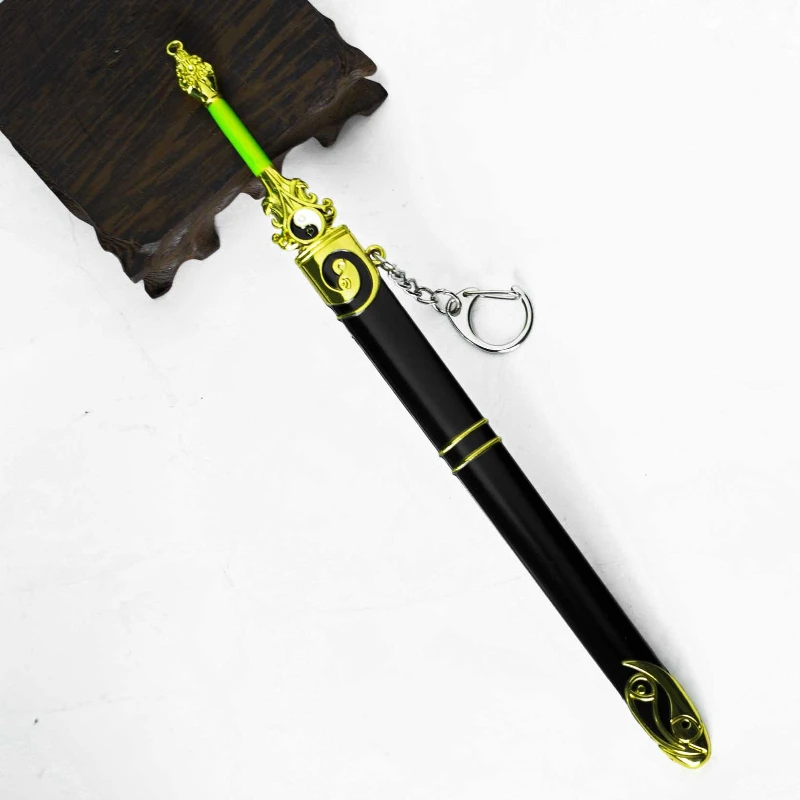 Espada de nube de abeja de bambú verde periférico de animé de Ascensión inmortal con funda, modelo de armas de Metal, adorno de escritorio, juguetes para niños