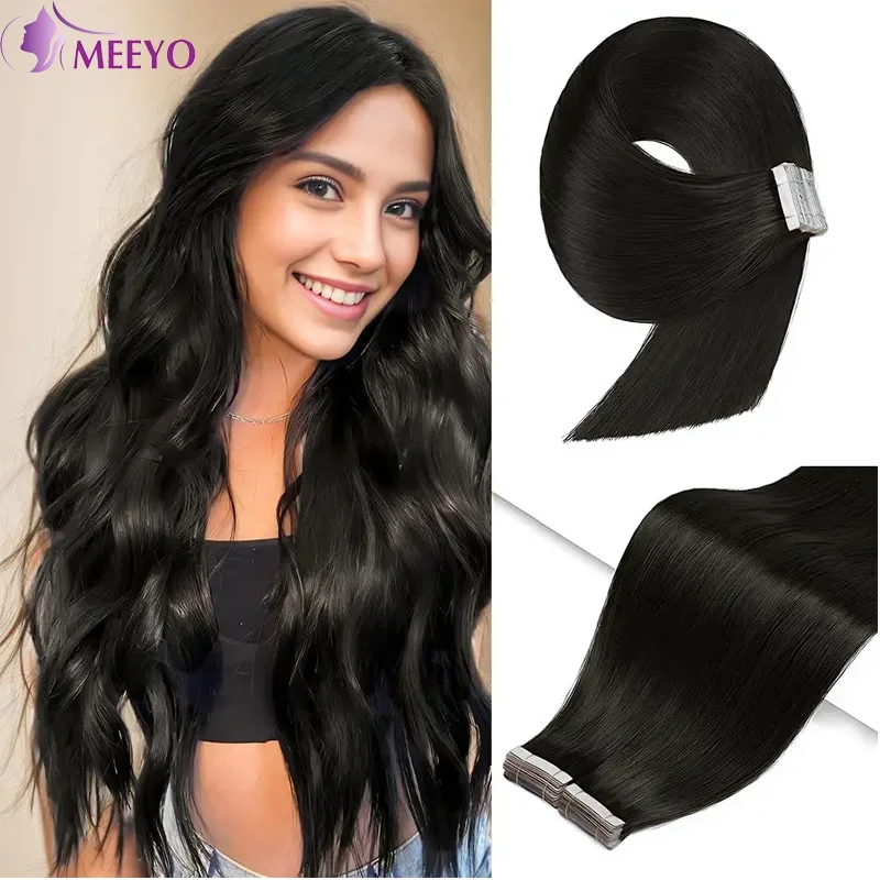 

Tape in Hair Extensions Human Hair Brazilian Hair Human Straight Hair Extensions 50G for Women 20 Pcs Straight Natural Color