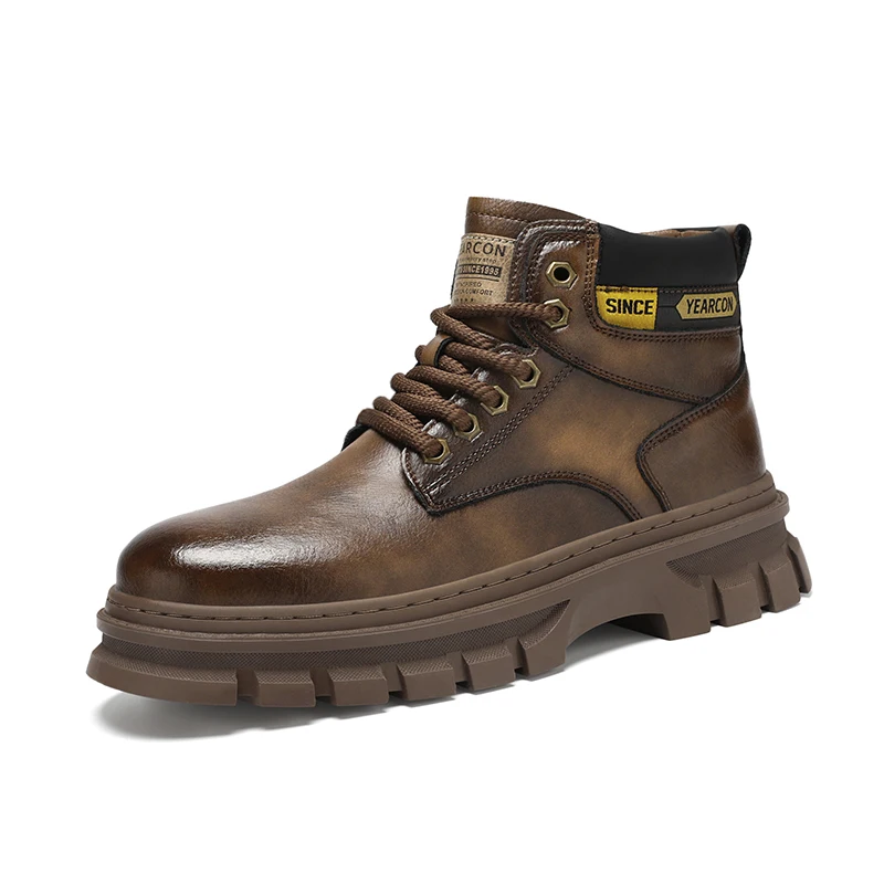 

Мужская новая весенне-осенняя мода и удобная повседневная кожаная обувь с высоким берцем, прогулочные мужские ботинки, лоферы