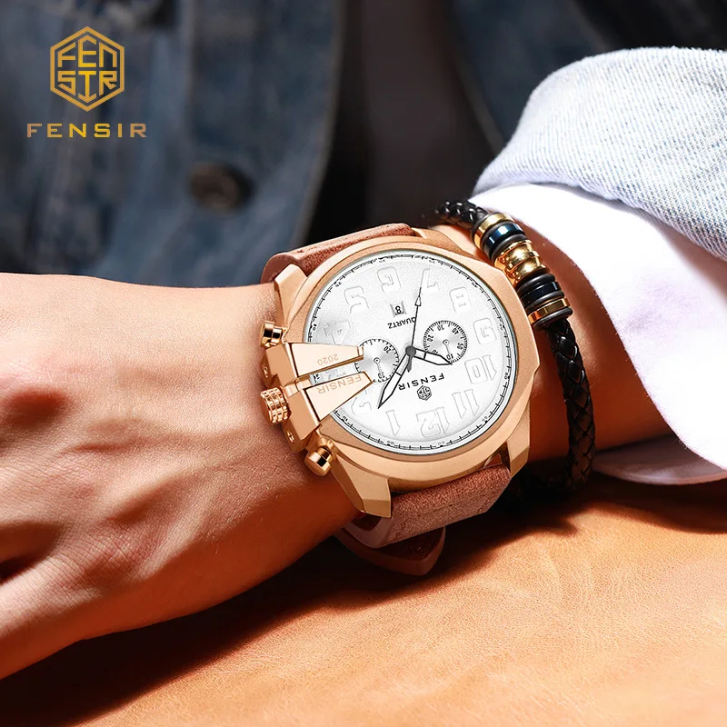 Часы наручные мужские с большим циферблатом, модные водонепроницаемые светящиеся многофункциональные, с календарем, с подвеской