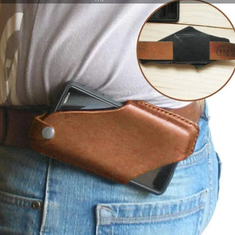Skórzane męskie etui na telefon etui na pasek torba na talię uniwersalne dla iPhone telefon komórkowy pętla futerał etui torebka saszetki biodrowe uchwyt na telefon