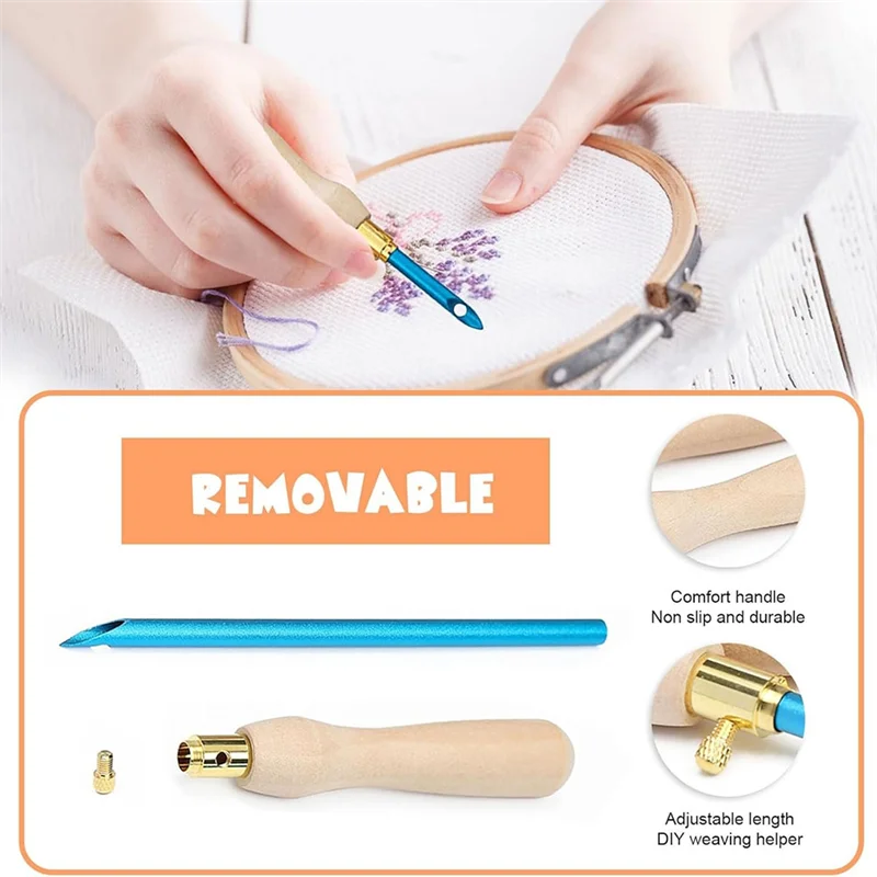 A01M-35 Uds Kit de aguja perforadora, herramienta de aguja perforadora, kits de bordado de aguja perforadora ajustable, herramienta de aguja de arte de costura para principiantes