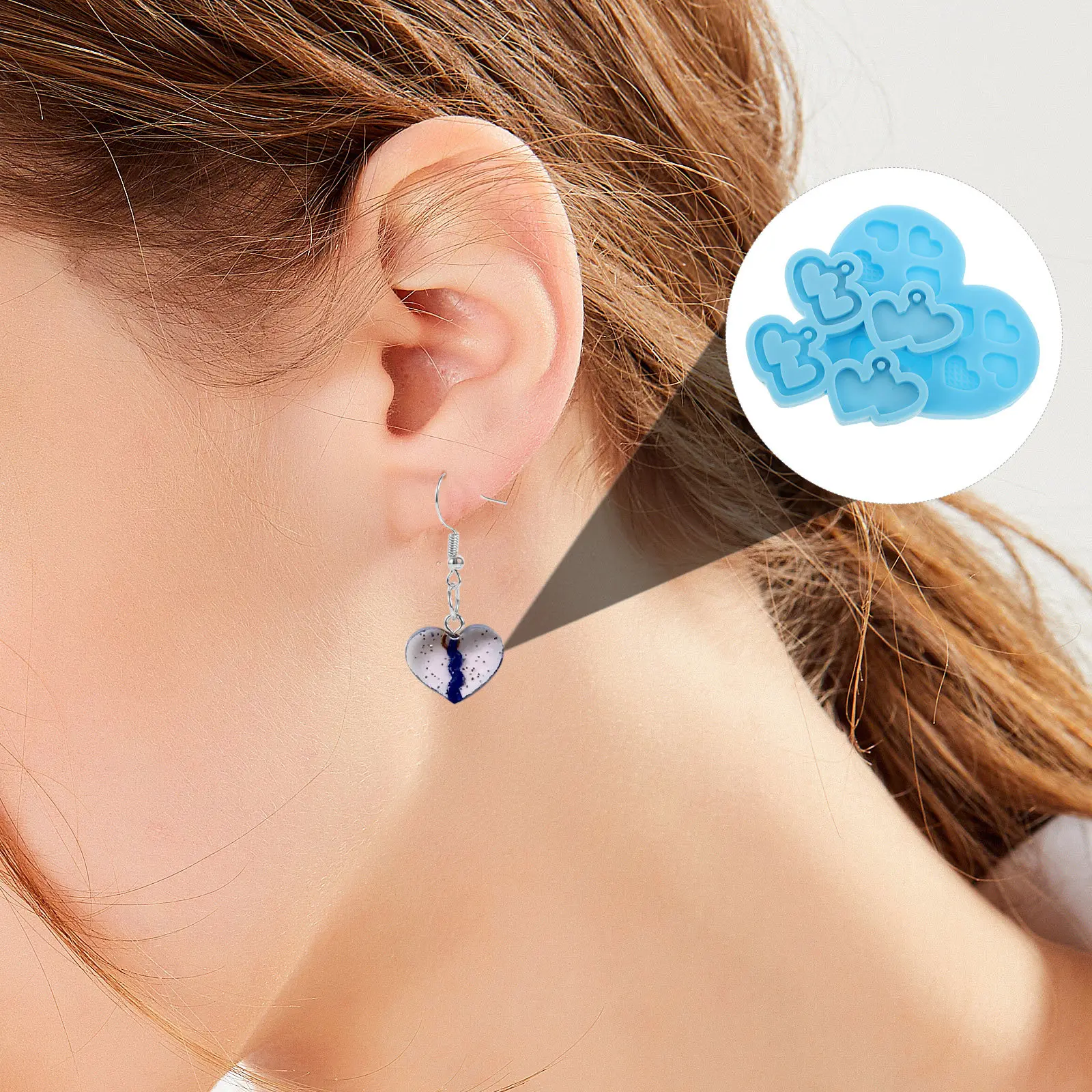 

2 Pcs Heart Earring Molds Casting Epoxy Earrings Resin Craft Diy Keychain Crafts Making