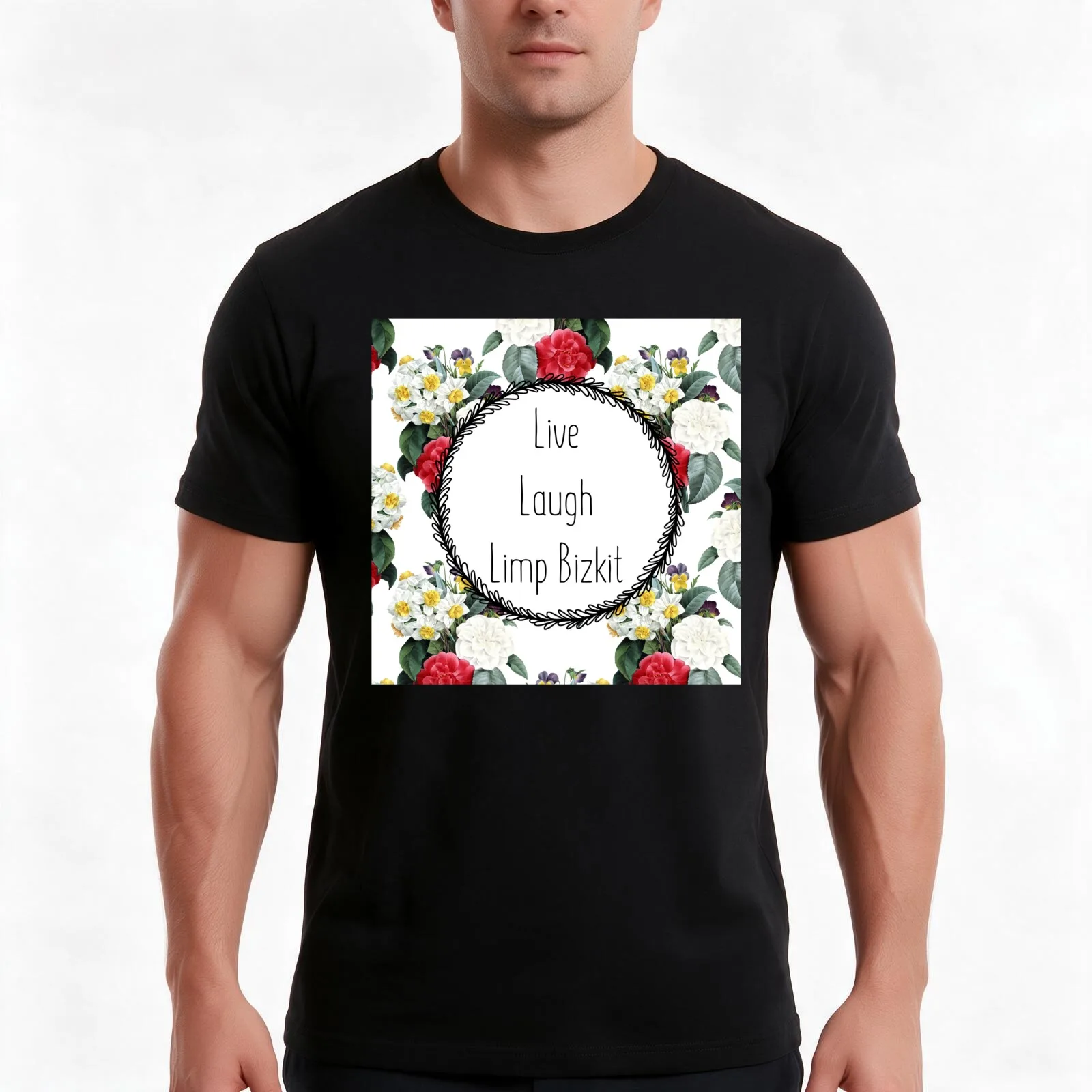 Live Laugh Limp Bizkit T-Shirt, Summer Casual Cotton Tee, Oversized Streetwear Tops, Vintage Graphic Print, Unisex Men Women