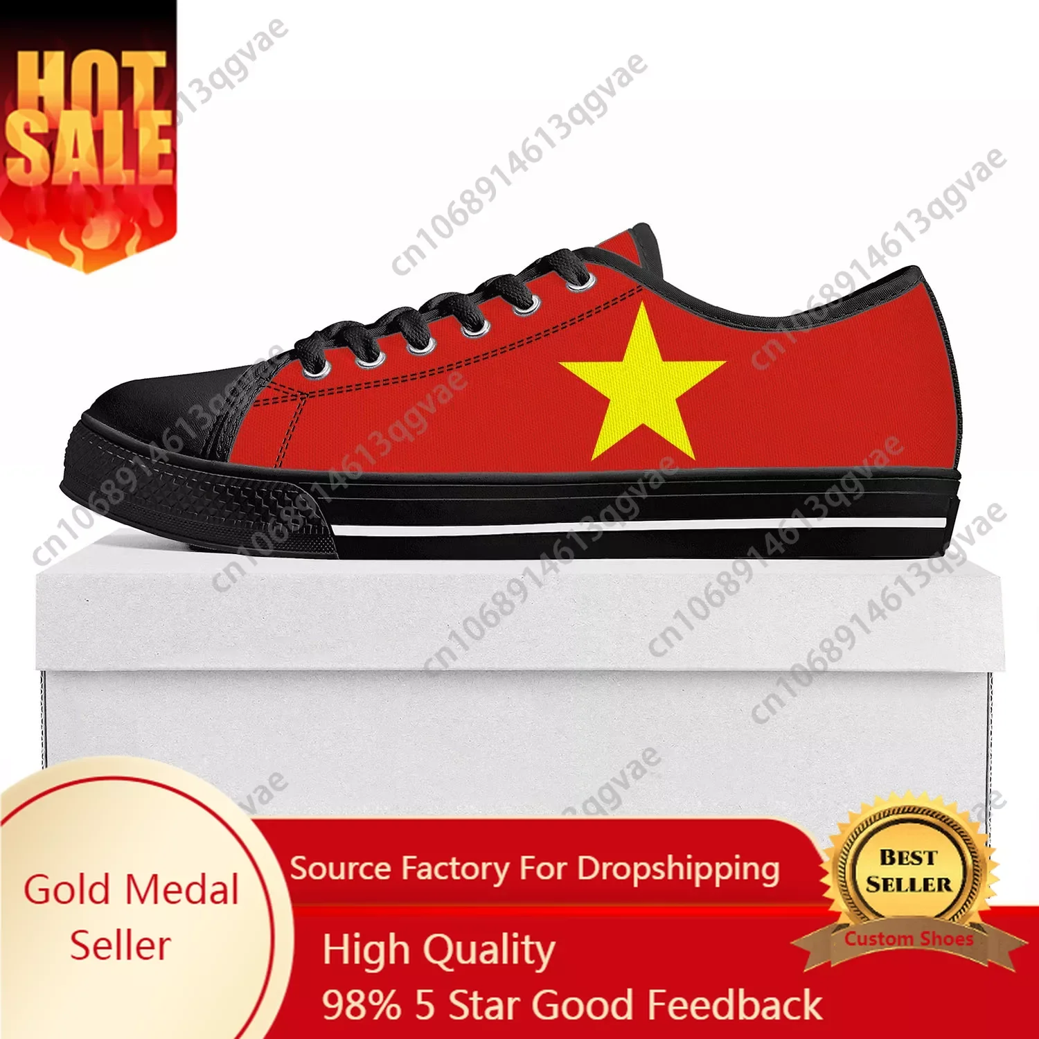 

vietnamese Flag Low Top High Quality Sneakers Mens Womens Teenager Canvas Sneaker vietnam Prode Casual Couple Shoes Custom Shoe