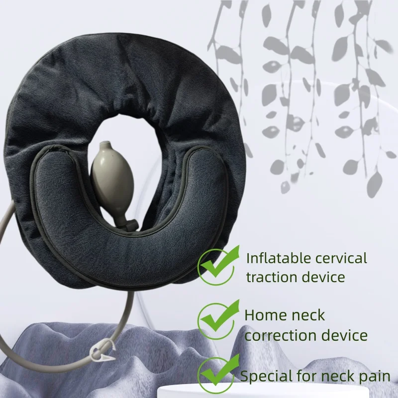 

4-Layer Inflatable Neck Traction Device - Adjustable Orthopedic U-Pillow for Cervical Support & Massage Therapy