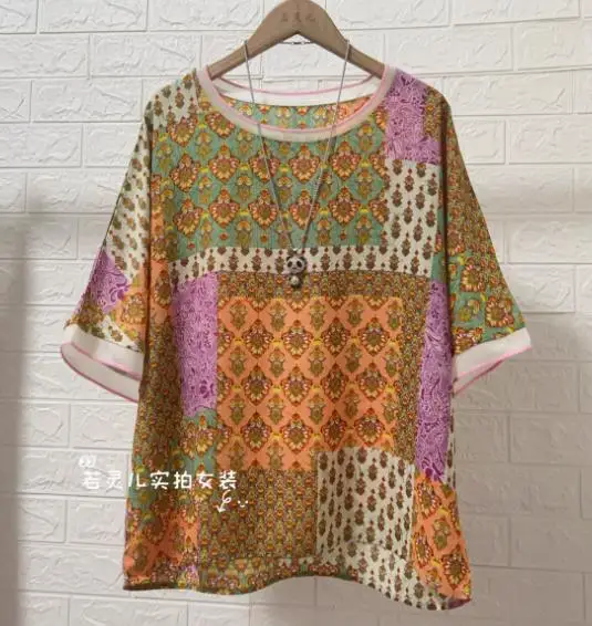 szyfonowe topy damskie letnie luźne bluzki z nadrukiem koszule w kwiaty dla mamy