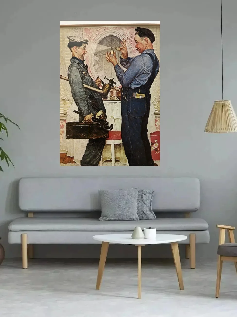 1 نورمان روكويل اثنان سباكين وكلب، طباعة ملصق قماش فني، لديكور غرفة المعيشة، صورة جدار المنزل