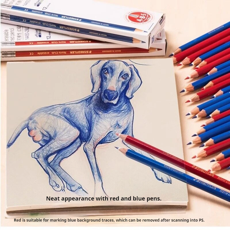 STAEDTLER Anime Colored Pencil Erasable Colored Pencils Erasable Red and Blue Pencil for Beginners Art Students Painting Special