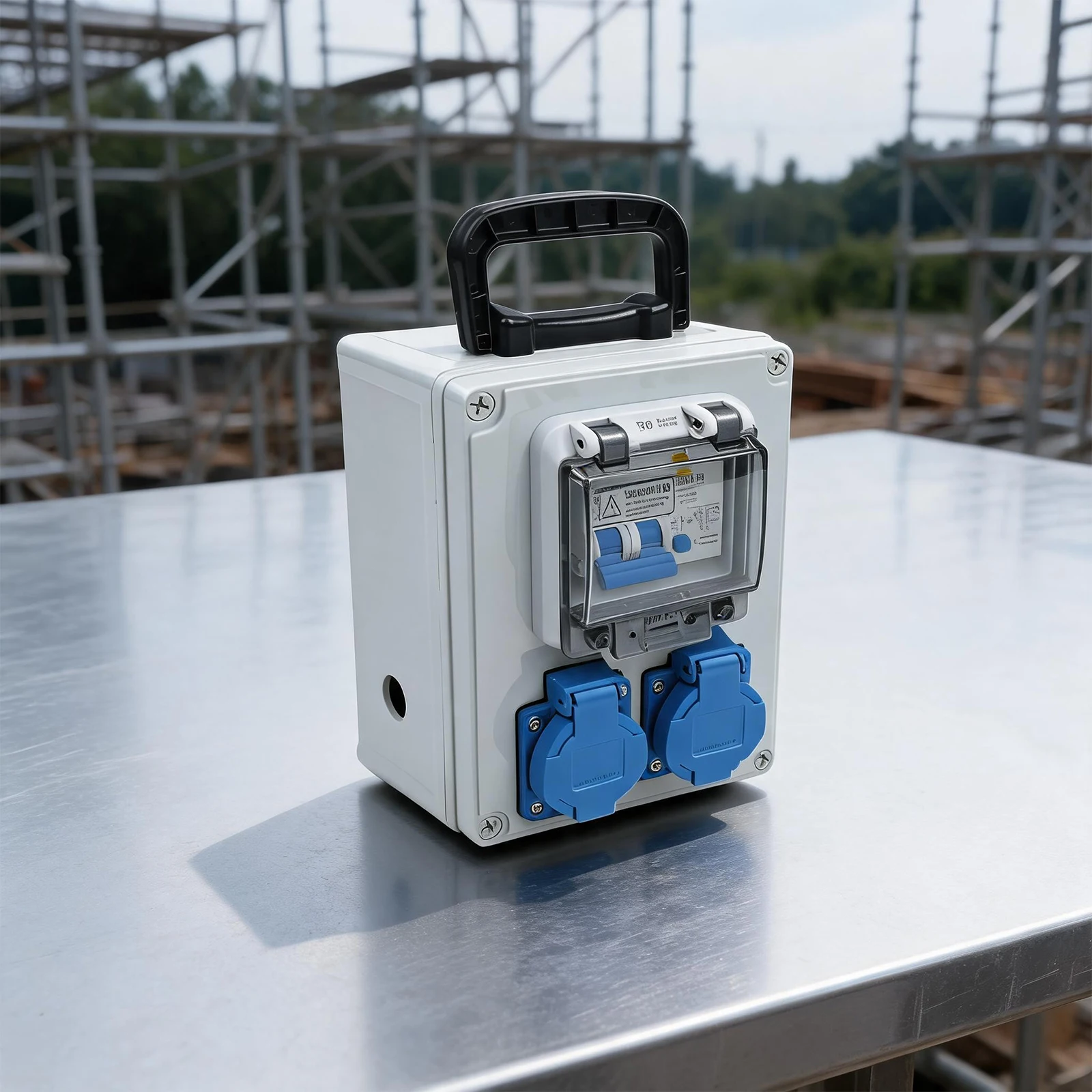 Switch Socket Box Portable Switch 2P 32A ABS European Socket Fully Featured Gray Switch Socket Box Fully Featured