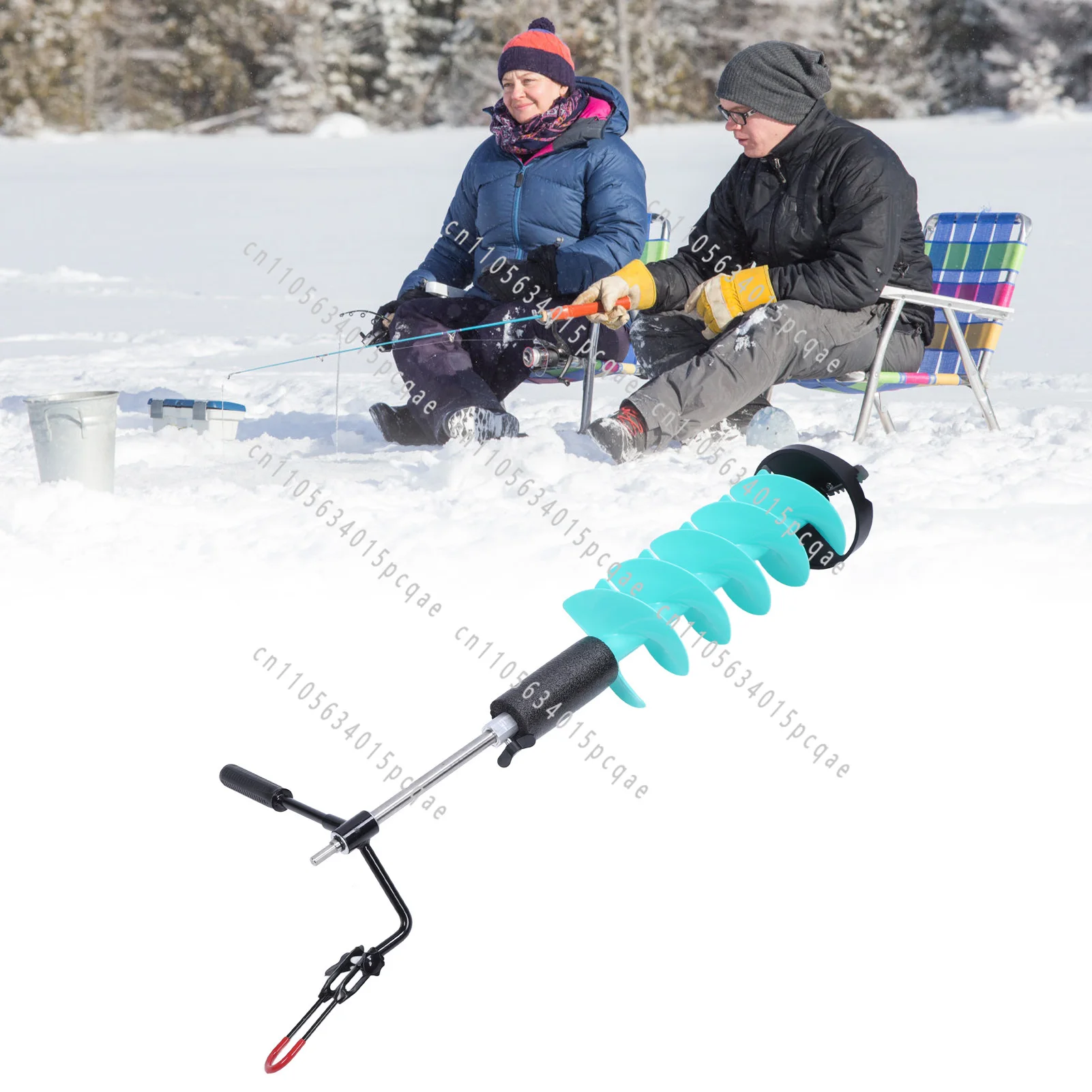 Electric Ice Auger Electric Ice Auger Kit Incisive Blade Ice Drill Auger with Positioner Extension Rod for Fishing Emergency 8in