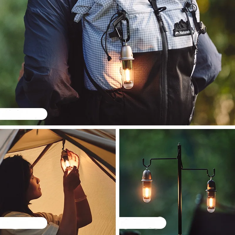 Naturehike Portable Camping Light Outdoor Rechargeable Retro Atmosphere Lighting Portable Flashlight Tent Hanging Lamps IPX4