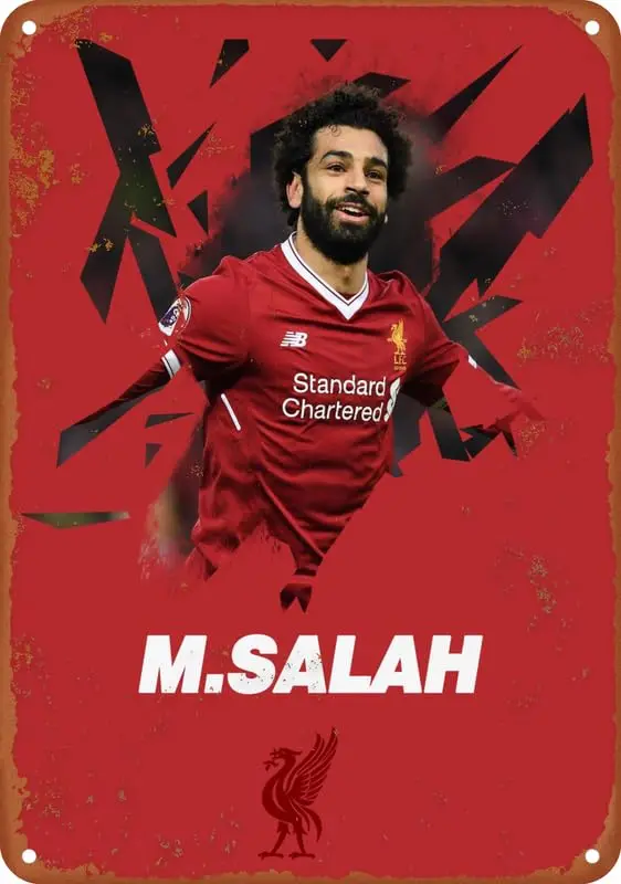 

Salah Greatest Soccer Player Poster Vintage Metal Tin Sign Aluminum Sign Living Room Kitchen Bar Cafe 8X12 Inch