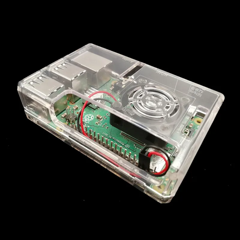 Raspberry Pi 3 Model B+(Plus) ABS Case Tranparent Black ABS Enclosure Box Shell With Cooling Fan  for Raspberry Pi 3/2