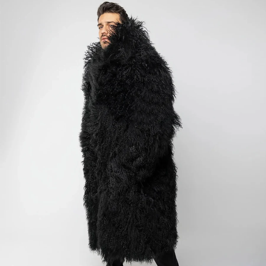 Mongolian Fur Coat Men's Natural Sheepskin Coat Men Fur Coat Extra Long Full Skin Real Fur Jackets