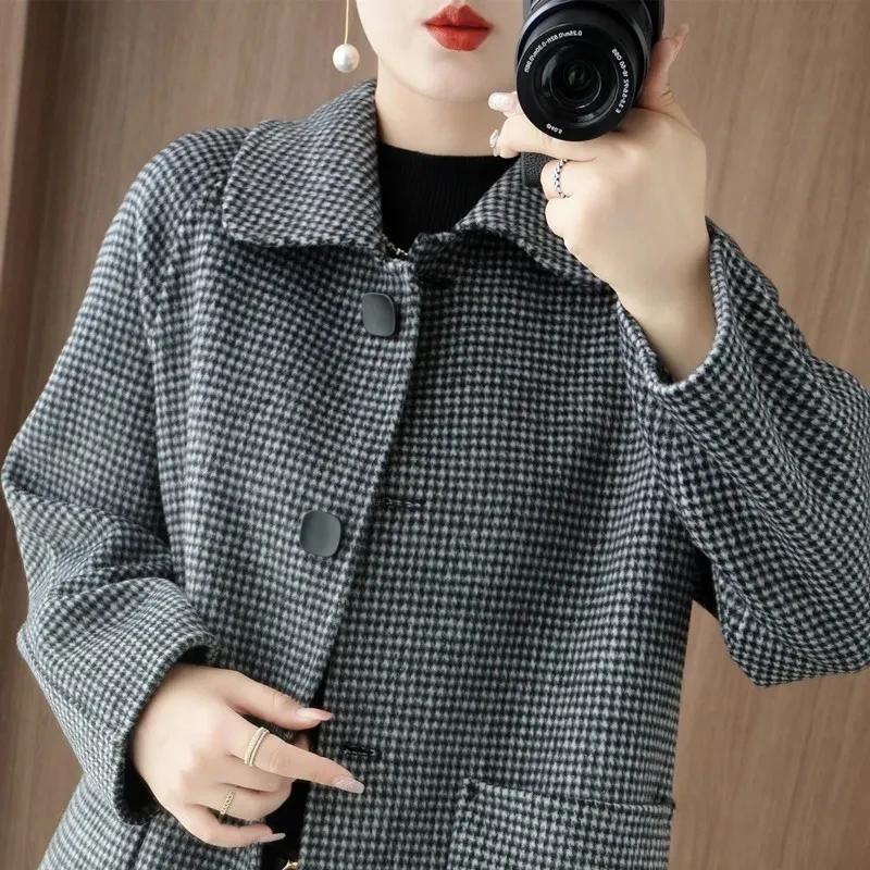 High-quality Double Sided Wool Overcoat Women Autumn Winter Korean Temperament Long Cashmere Woolen Coat Solid Female Jackets