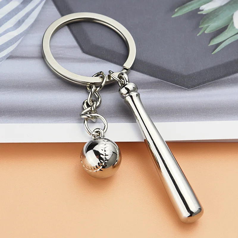 Neue kreative Baseball Schlüsselanhänger Sport Serie 3D Ball Stick Metall Schlüsselanhänger Charme Auto Ring Anhänger Geschenk Schmuck