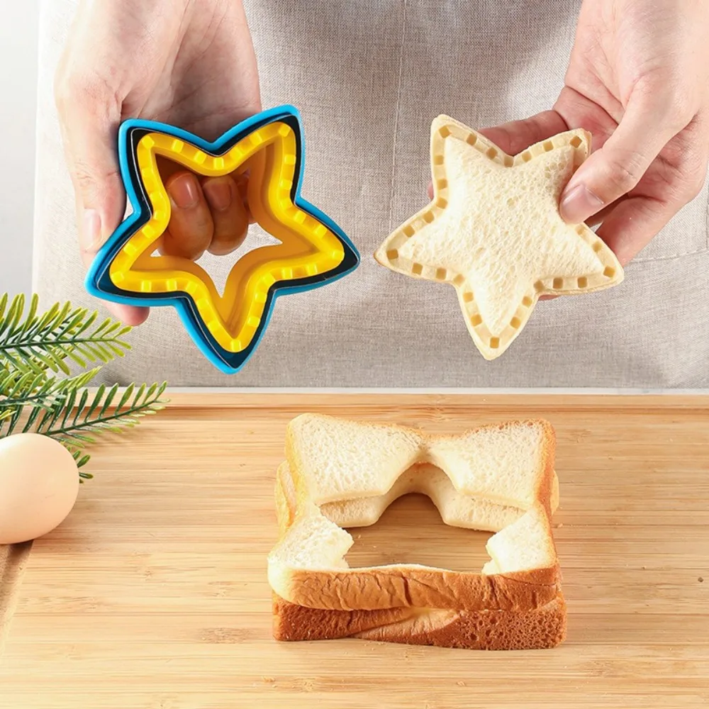 6pcs/Set Various Shapes Sandwich Cutter Mold Square Dinosaurs Cookie Cutter Stainless Steel PP Stars Cookie Bread Mold