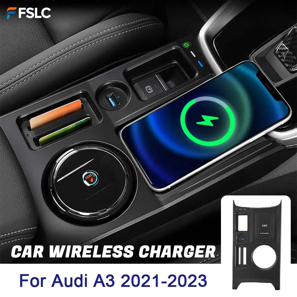 

⭐Genuine⭐ Car wireless charger For Audi A3 2021-2023 Cars Accessories Phone Charging Plate Modification 15W Fast
