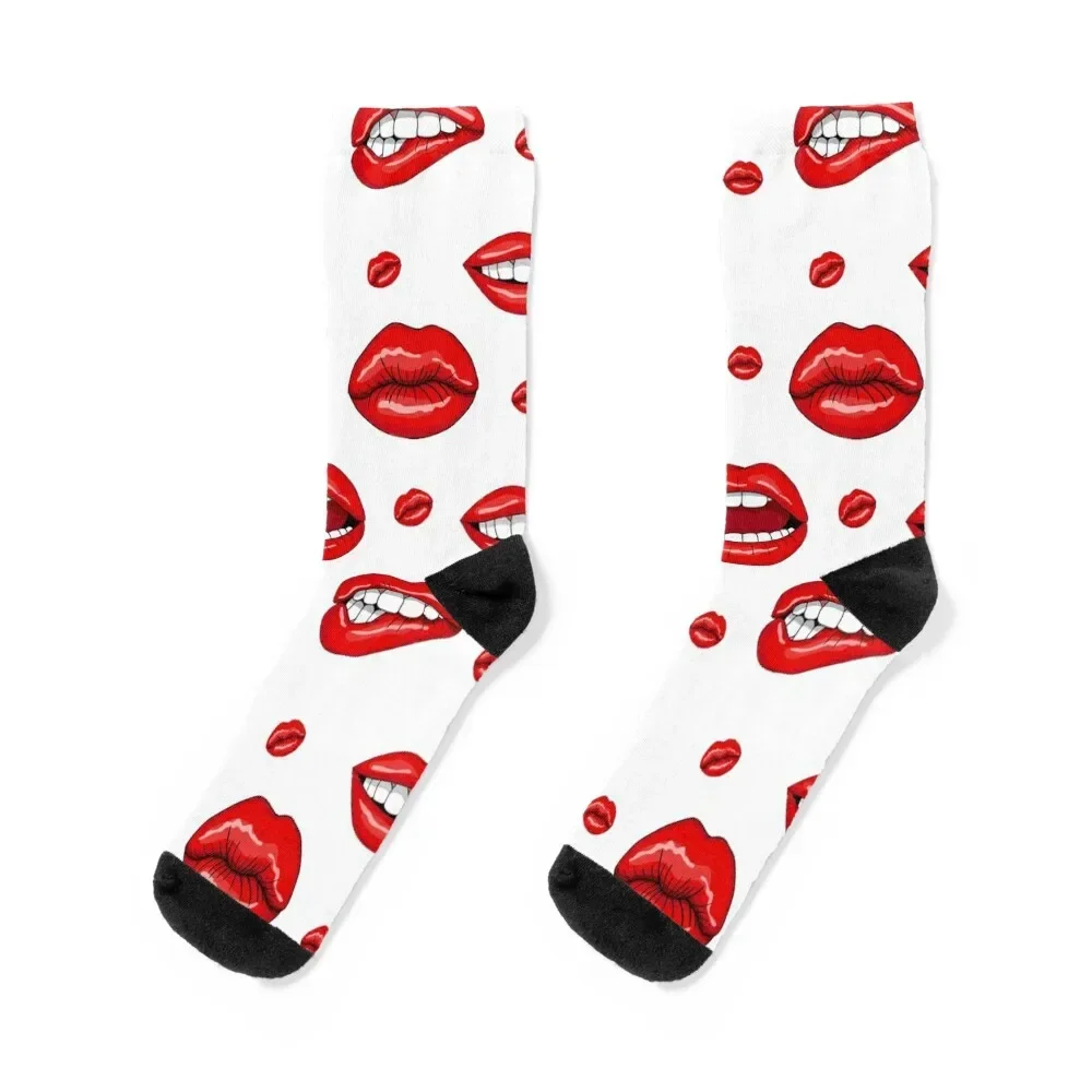 lips, teeth, kiss Socks winter with print winter thermal Boy Child Socks Women's