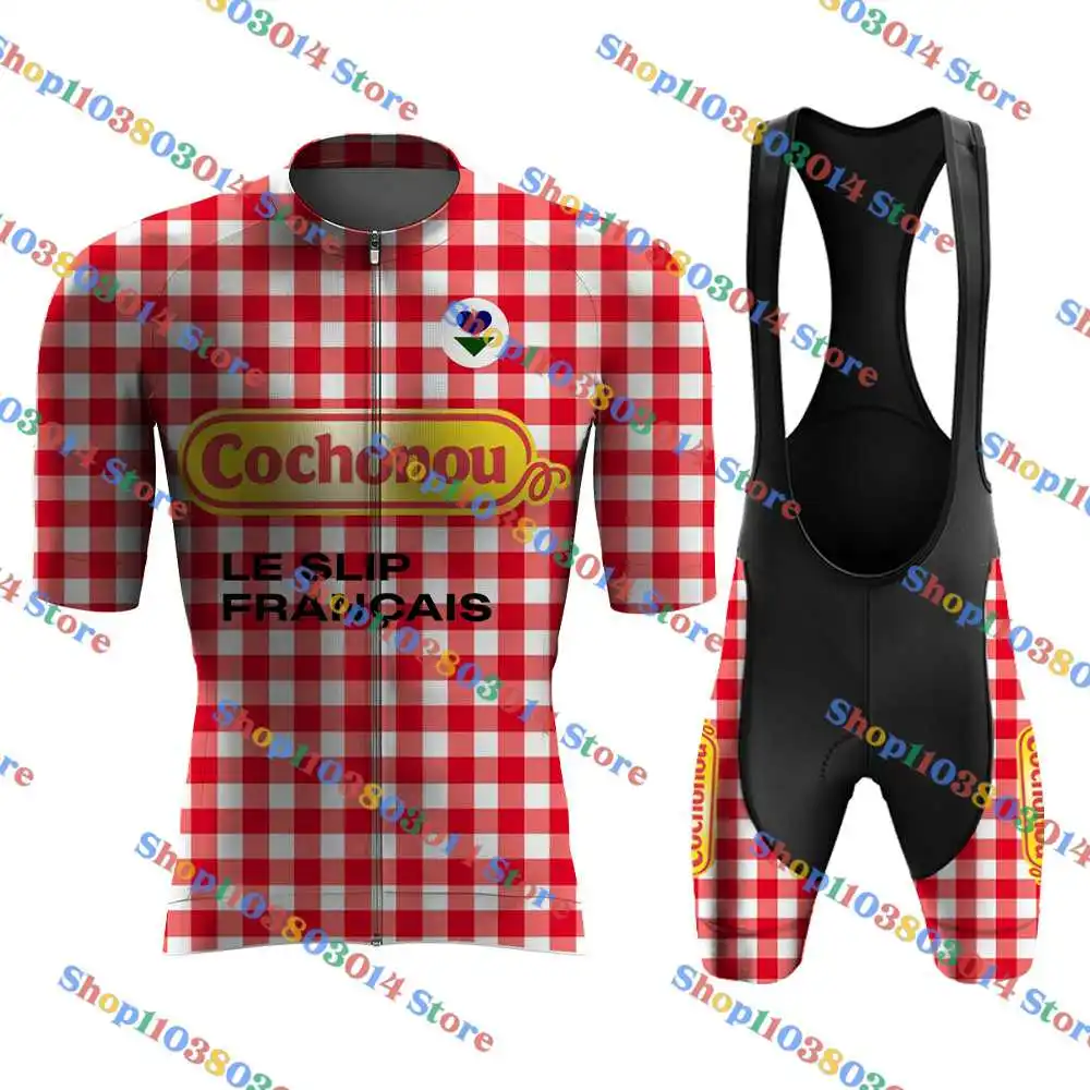 2024 France Red Square Tour TDF Cycling Jersey Bib Short Set Completo Road Bike Clothing Dress Suit Bicycle Shirt